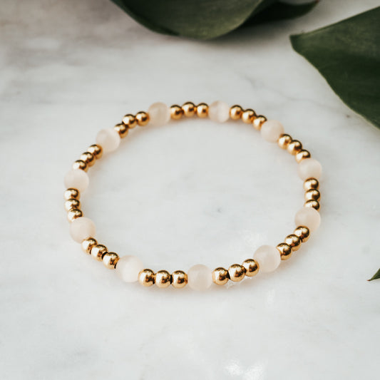 Orbit Gemstone Bracelet | Rose Cat's Eye & Brass