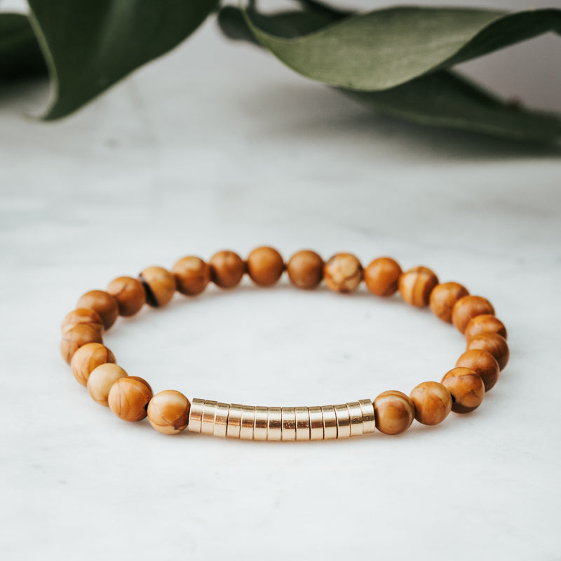 Brass Disc Gemstone Bracelet