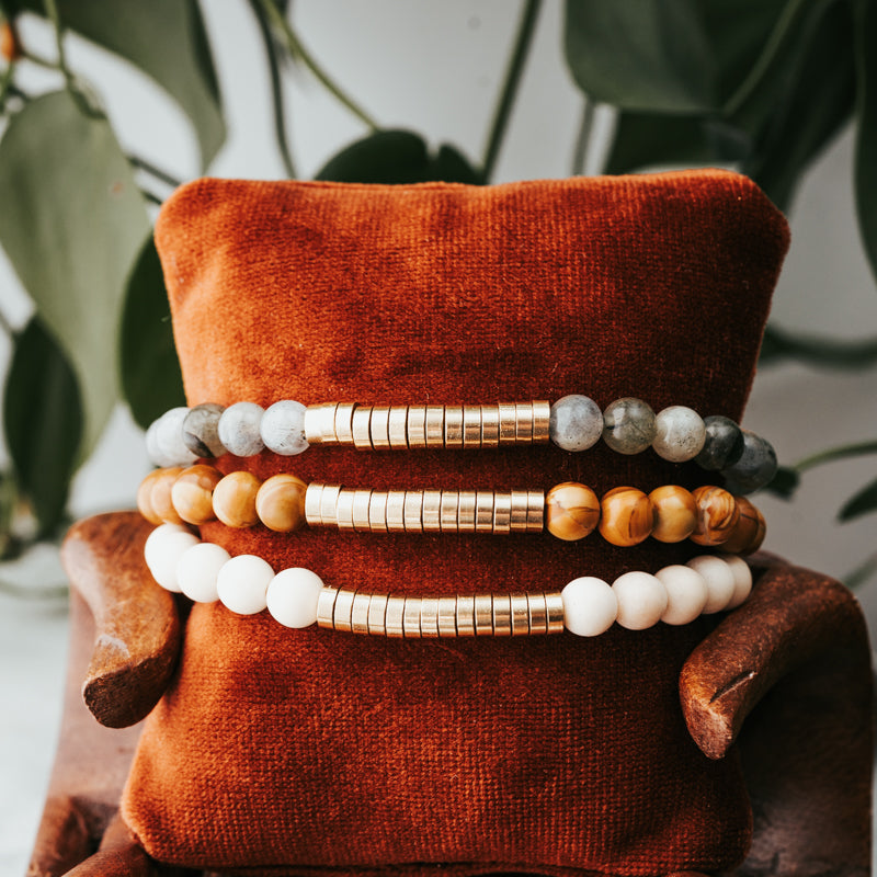 Brass Disc Gemstone Bracelet