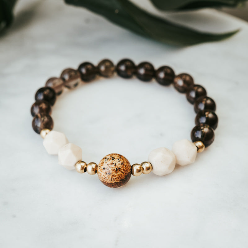 Smoky Quartz & Picture Jasper Bracelet