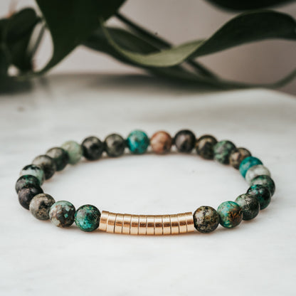 Brass Disc Gemstone Bracelet