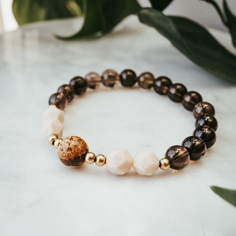 Smoky Quartz & Picture Jasper Bracelet