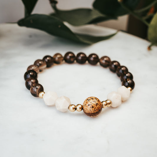 Smoky Quartz & Picture Jasper Bracelet