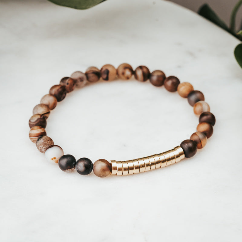 Brass Disc Gemstone Bracelet