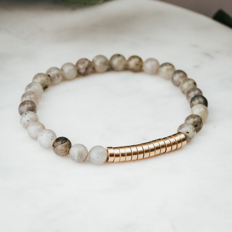 Brass Disc Gemstone Bracelet
