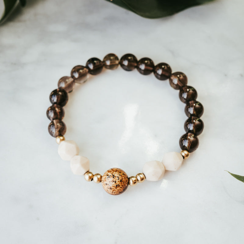 Smoky Quartz & Picture Jasper Bracelet