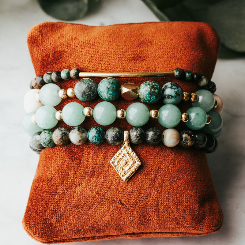 Accent Gemstone Bracelet | African Turquoise & Green Jade