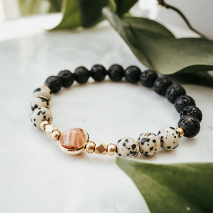The Chunky Signature Orbit Gemstone Bracelet | Dalmatian, Lava & Sunstone