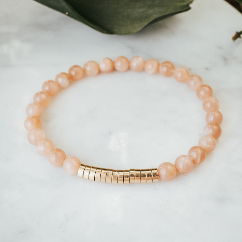 Dalmatian/Sunstone Bracelet Stack