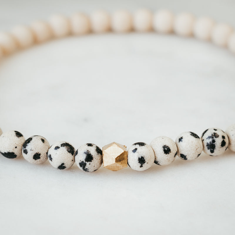 Geodesic Stacker Gemstone Bracelet | Dalmatian Jasper