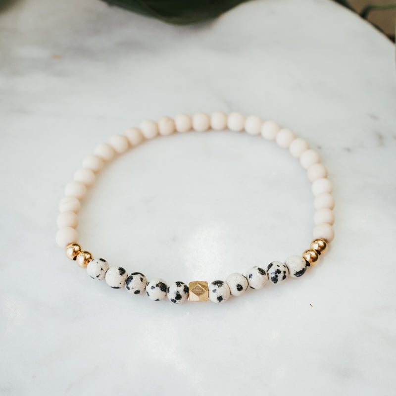 Geodesic Stacker Gemstone Bracelet | Dalmatian Jasper