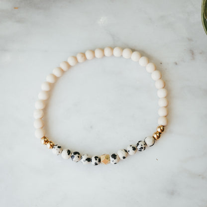 Geodesic Stacker Gemstone Bracelet | Dalmatian Jasper