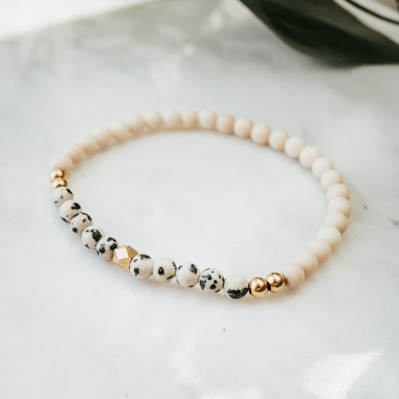 Geodesic Stacker Gemstone Bracelet | Dalmatian Jasper
