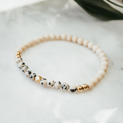 Geodesic Stacker Gemstone Bracelet | Dalmatian Jasper