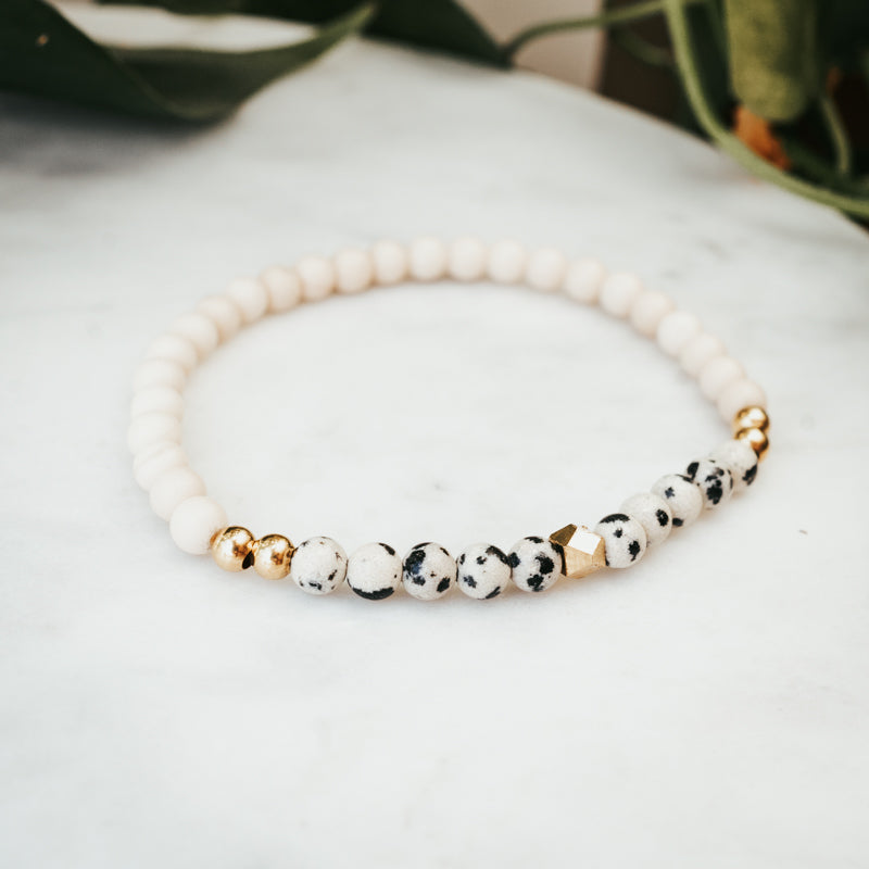 Geodesic Stacker Gemstone Bracelet | Dalmatian Jasper