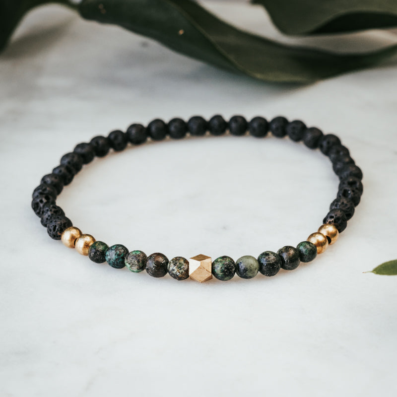 Geosedic African Turquoise & Lava Stacker Bracelet