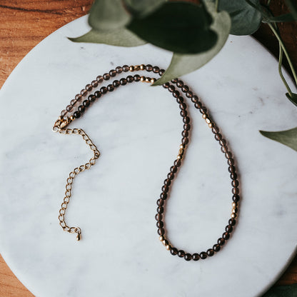 The Little Gem Stacker | Smoky Quartz Gemstone Necklace