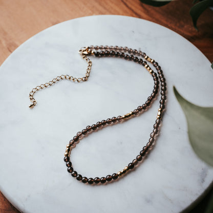 The Little Gem Stacker | Smoky Quartz Gemstone Necklace