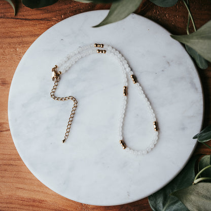 The Little Gem Stacker | White Jade Gemstone Necklace