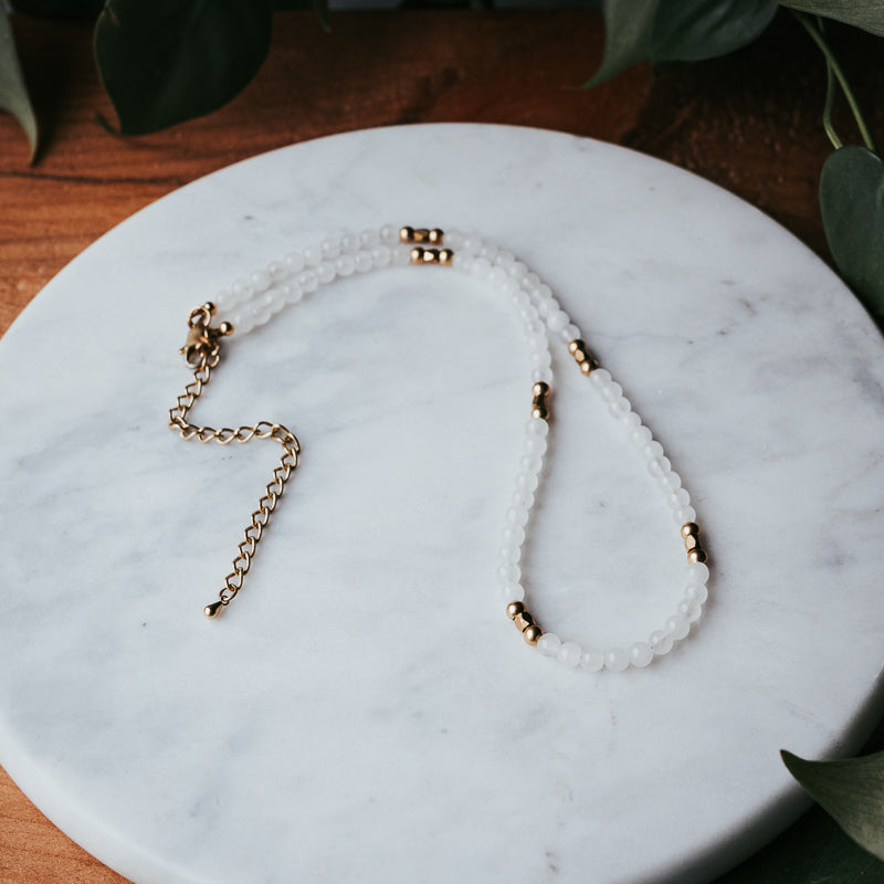 The Little Gem Stacker | White Jade Gemstone Necklace