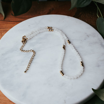 The Little Gem Stacker | White Jade Gemstone Necklace