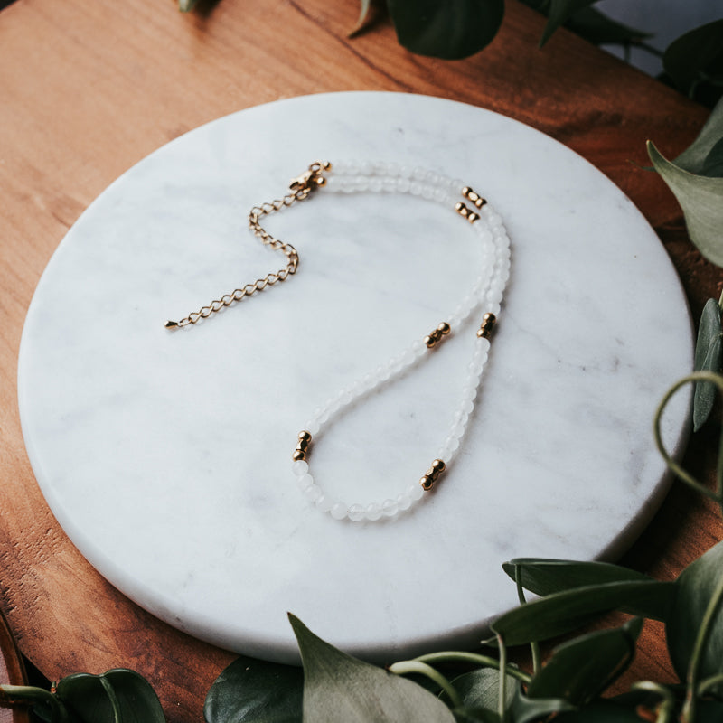 The Little Gem Stacker | White Jade Gemstone Necklace