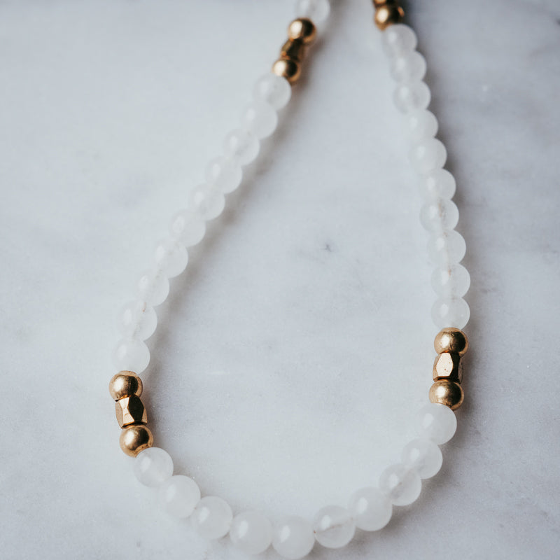 The Little Gem Stacker | White Jade Gemstone Necklace