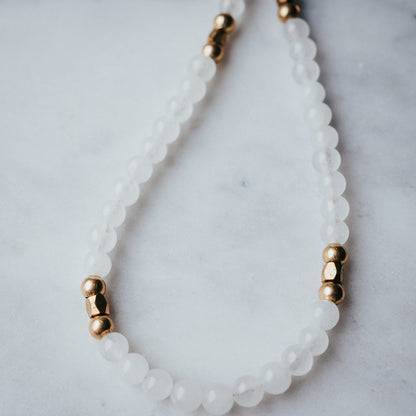 The Little Gem Stacker | White Jade Gemstone Necklace