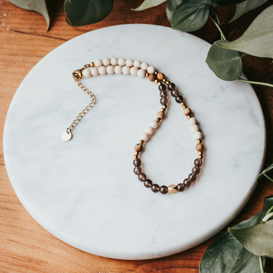 The Smoky Drift Hippie Gem Stacker | Gemstone Necklace