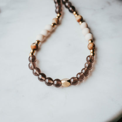 The Smoky Drift Hippie Gem Stacker | Gemstone Necklace