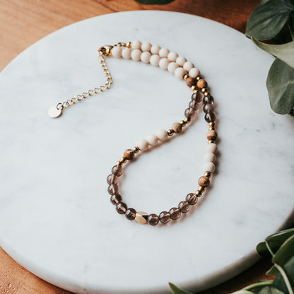 The Smoky Drift Hippie Gem Stacker | Gemstone Necklace