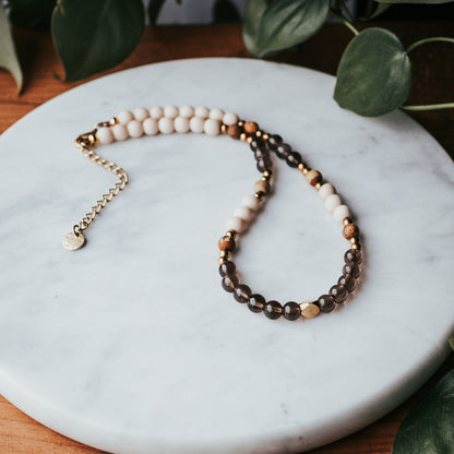 The Smoky Drift Hippie Gem Stacker | Gemstone Necklace