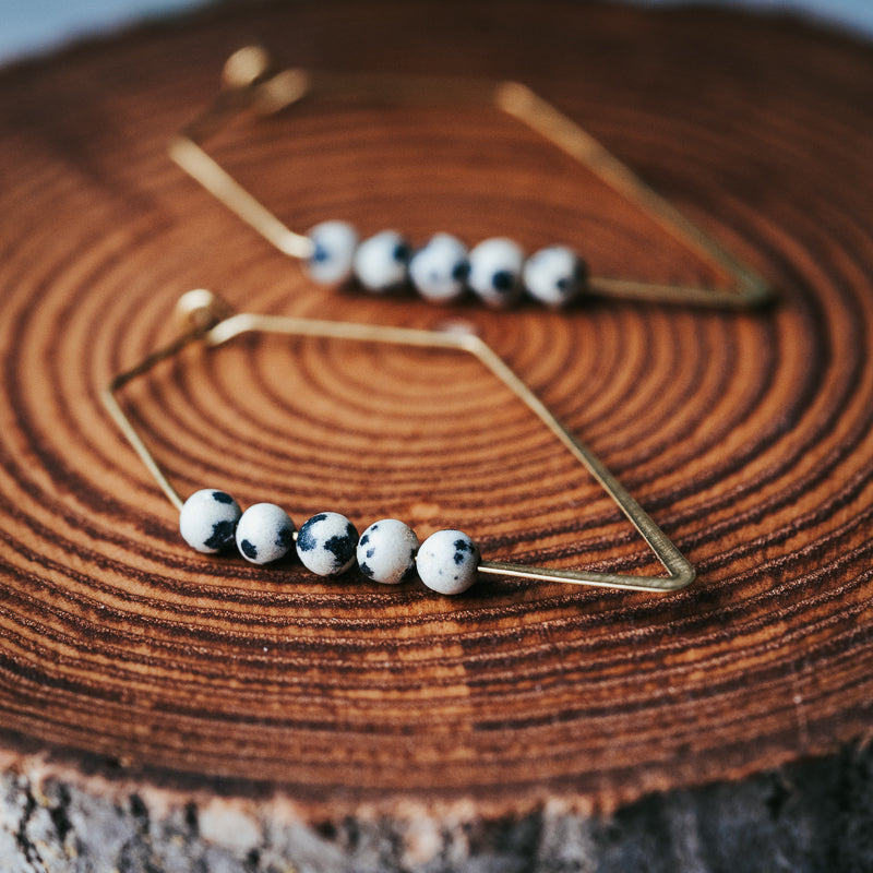 Lozenge Hoops | Dalmatian Jasper Minimalist Earrings