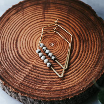 Lozenge Hoops | Dalmatian Jasper Minimalist Earrings