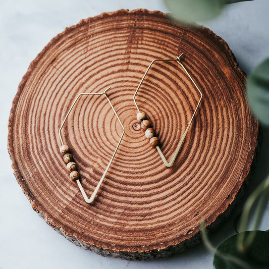 Lozenge Hoops | Picture Jasper Minimalist Earrings
