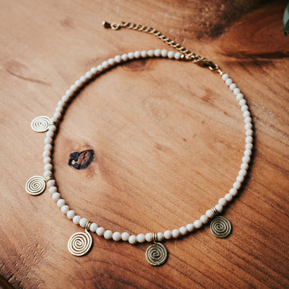 Spiral Gem | Wood Lace Gemstone Necklace