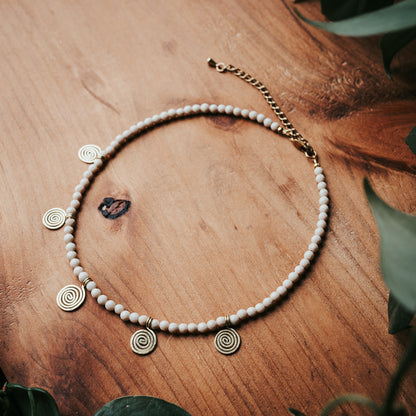 Spiral Gem | Wood Lace Gemstone Necklace