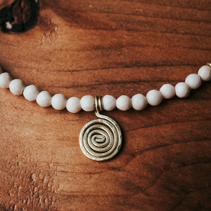 Spiral Gem | Wood Lace Gemstone Necklace