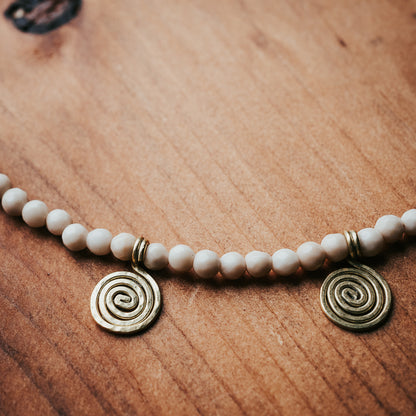 Spiral Gem | Wood Lace Gemstone Necklace