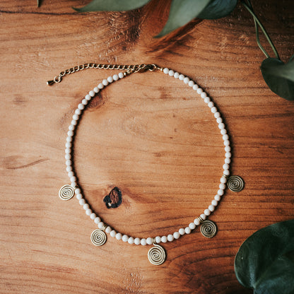 Spiral Gem | Wood Lace Gemstone Necklace