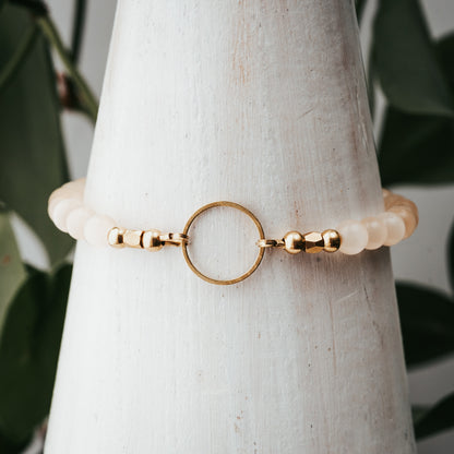 Circle Accent Gemstone Bracelet | Black Striped Agate