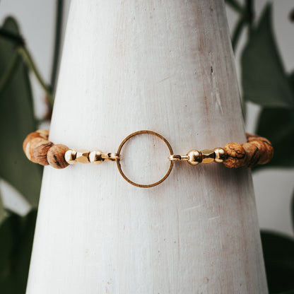 Circle Accent Gemstone Bracelet | Black Striped Agate