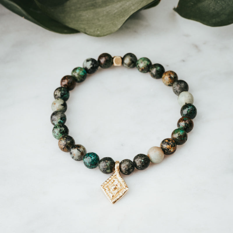African Turquoise Lozenge Accent Bracelet