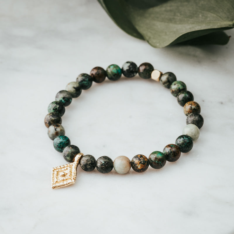 African Turquoise Lozenge Accent Bracelet
