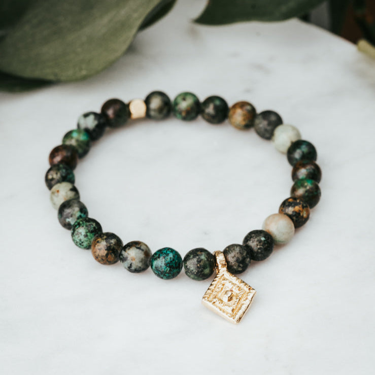 African Turquoise Lozenge Accent Bracelet