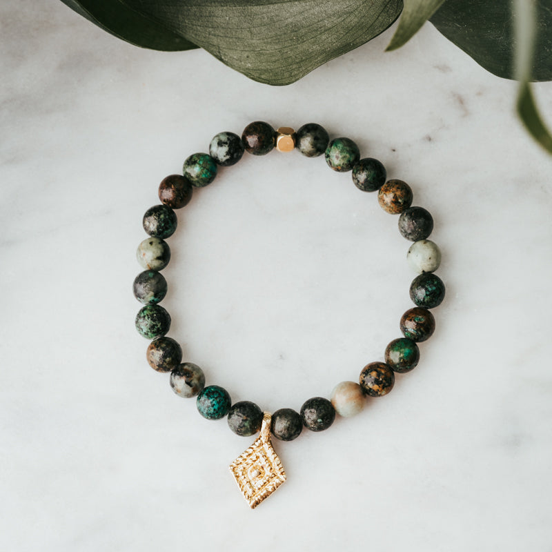 African Turquoise Lozenge Accent Bracelet