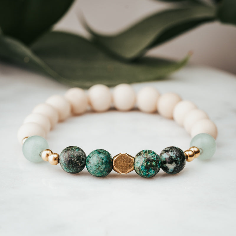 Accent Gemstone Bracelet | African Turquoise & Green Jade