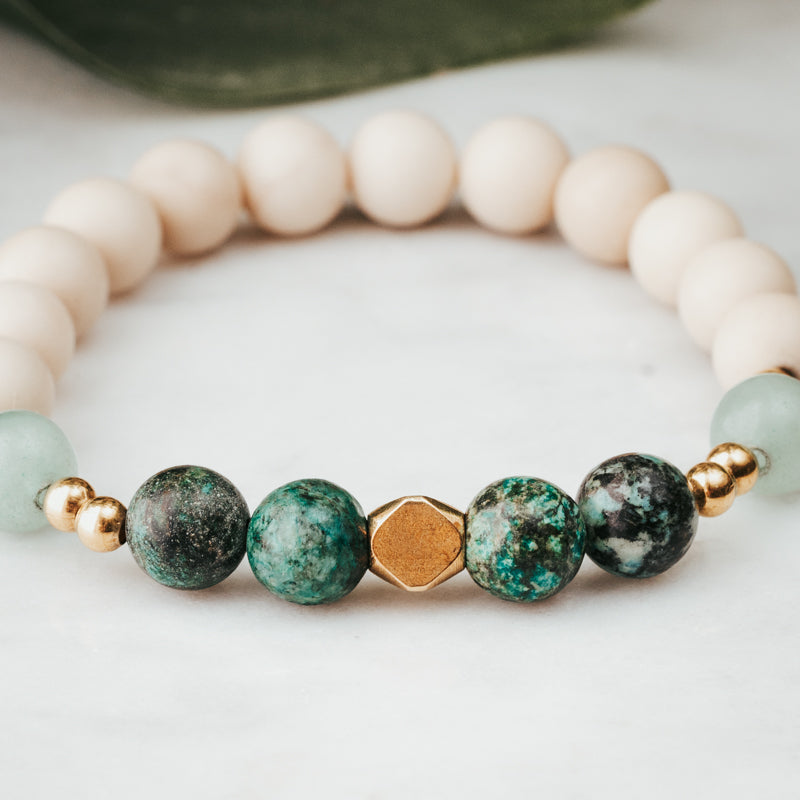 Accent Gemstone Bracelet | African Turquoise & Green Jade
