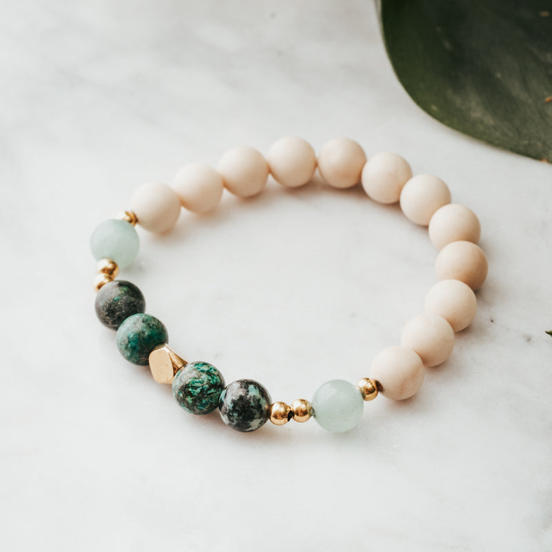 Accent Gemstone Bracelet | African Turquoise & Green Jade