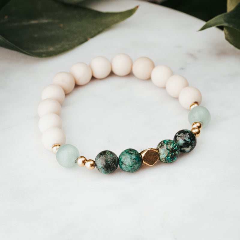 Accent Gemstone Bracelet | African Turquoise & Green Jade